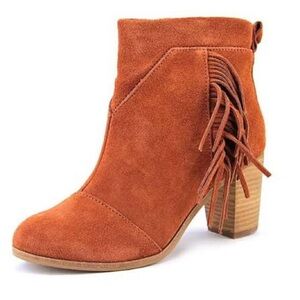 TOMS | Brown Suede Lunata Fringe Western Ankle Booties